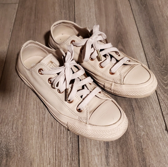cream leather sneakers